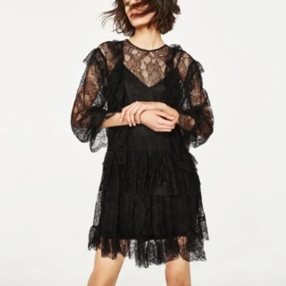 open lace back dress The Zara dress black  Leyna Dresses